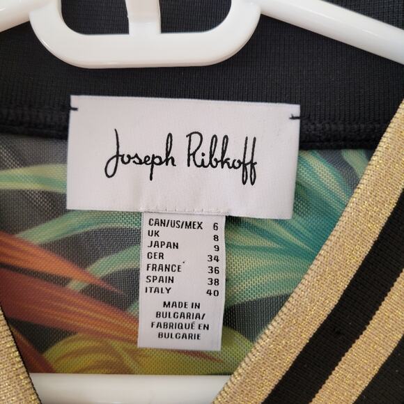 Joseph Ribkoff Black/Multi Tropical Sheer Shell Jacket size 6 - Picture 5 of 9